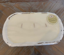 Load image into Gallery viewer, 3 wick white washed wooden candle bowl