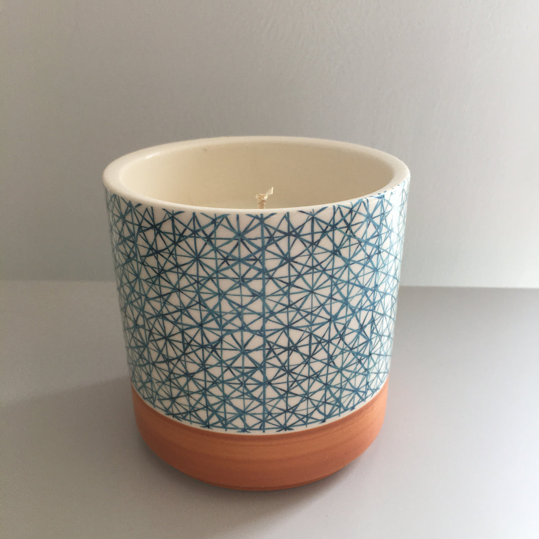 Blue patterned ceramic pot Design 1