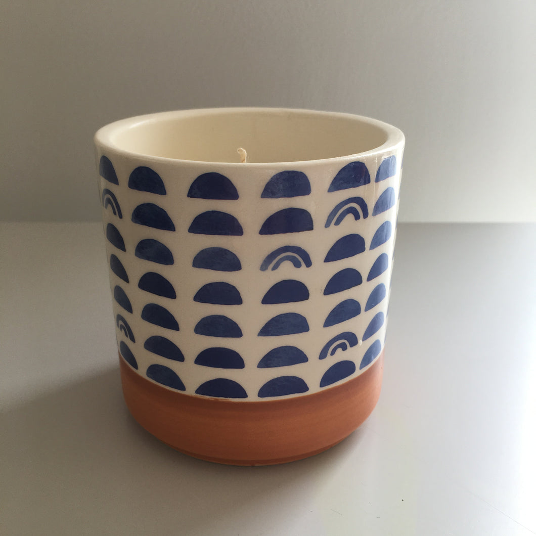 Blue patterned ceramic pot Design 3